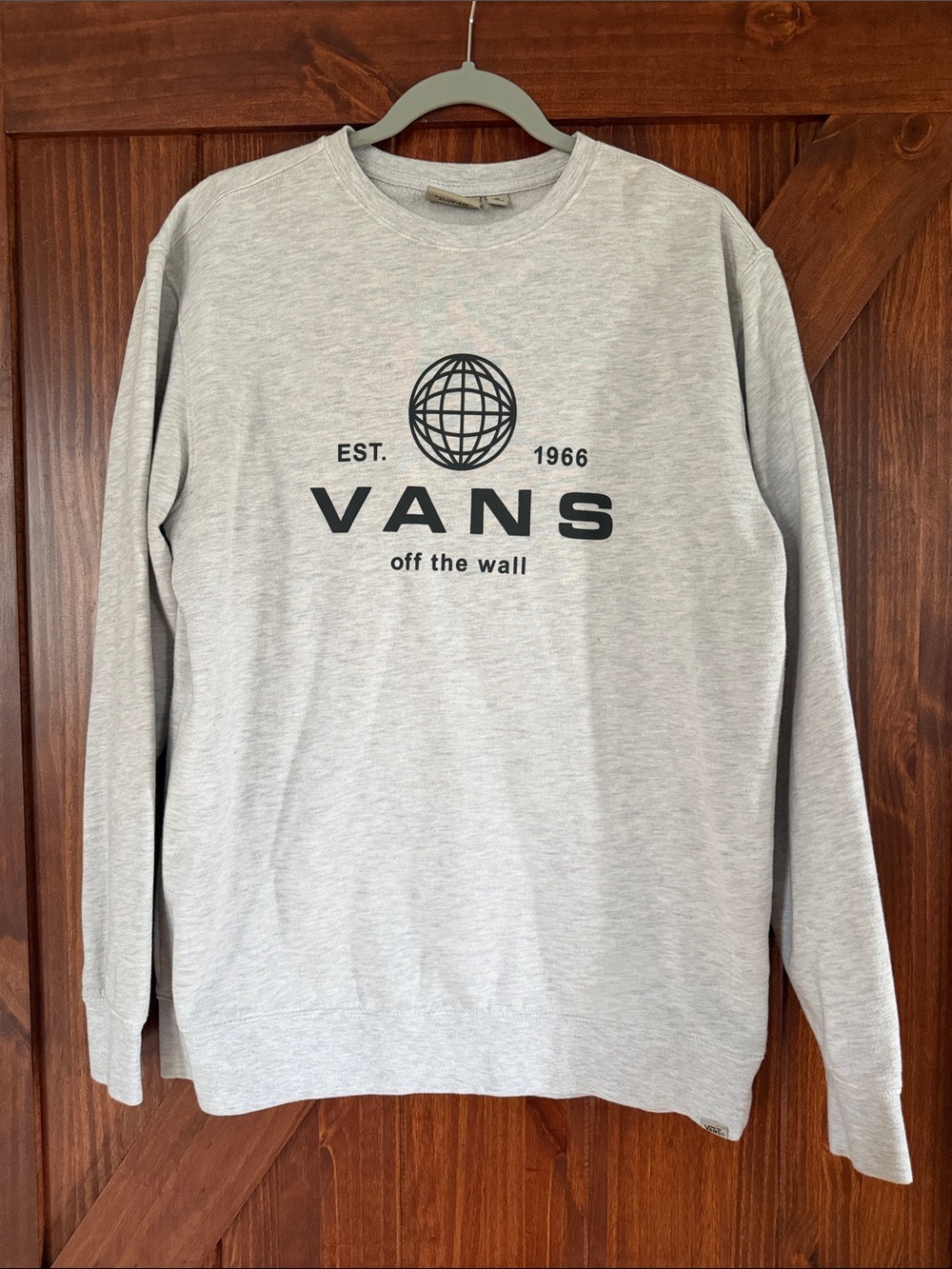 Vans Light Gray Crewneck Sweatshirt with Black Globe Logo